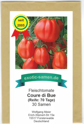 Produktbild von Coure Di Bue - Cœur De Bœuf - Fleischtomate - Ochsenherz-Tomate aus Italien - 30 Samen