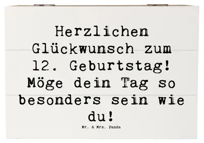 Produktbild von Mr. & Mrs. Panda Box Spruch 12. Geburtstag 22 x 15 cm - Weiß - Geschenk, geschenkkiste, Geburtstagsfeier, Meilenstein, Happy Birthday, schmucktruhe, Geschenkbox