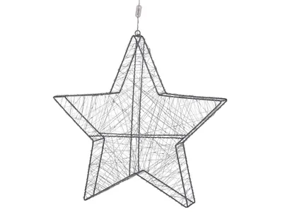 Produktbild von BELIANI Outdoor LED Weihnachtsbeleuchtung Silber Metall 58 cm Sternform mit Stromanschluss zum Aufhängen für Innen und Außen Deko Adventsdekoration