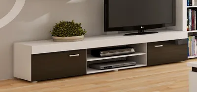 Obrázek produktu pro Televizní stolek SIWANI, bílá/černý lesk