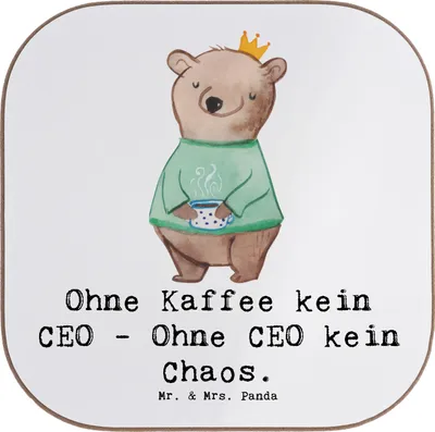 Produktbild von Mr. & Mrs. Panda Tassenuntersetzer CEO ohne Chaos - Weiß - Geschenk, Kaffee, personalisierte Geschenke, Unternehmensleitung, Getränkeuntersetzer, bieruntersetzer, Berufe
