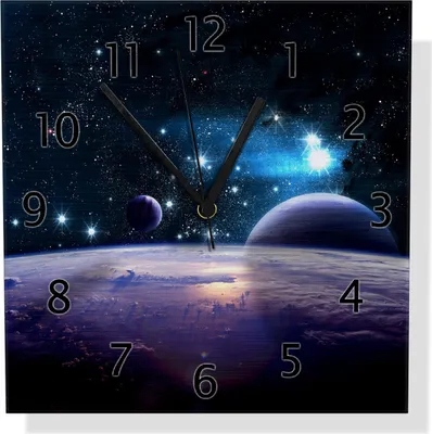 Produktbild von Wallario Design Wanduhr Planeten im Weltall aus Aluverbund, Größe 30 x 30 cm