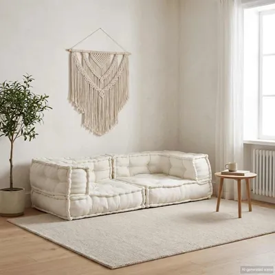 Zdjęcie produktu dla vidaXL 2-osobowa sofa modułowa kremowa 140x70x36 cm tkanina