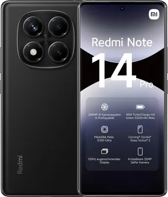 Produktbild von XIAOMI MZB0IVUEU xiaomi redmi note 14 pro smartphone midnight black