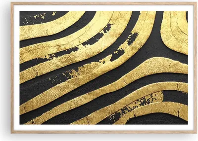 Produktbild von Gerahmtes Poster - Rahmen in heller Eiche - Abstraktion dreidimensional Gold - 100x70 cm - Wand Bild - Wanddeko - Wandbilder - Kunstposter - Wandposter - Bilderrahmen - Bilder - P2NAA100x70-4461