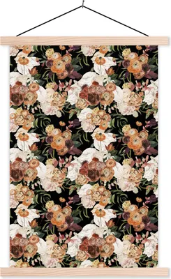 Produktbild von MuchoWow® Textilposter Blumen - Pflanzen - Farbe 120x180 cm mit holzfarbenen Rahmen - Textil-Plakat