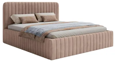 Produktbild von Selsey SALIANO - Polsterbett mit Samtbezug und Stauraum, Beige, 180x200 cm