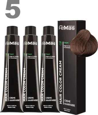 Produktbild von FemMas Haarfarbe mit Arganöl Hellbraun 5 | 3x100 ml
