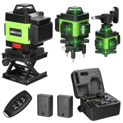 Obrázok produktu pre KKmoon laserová vodováha, 4D 16 línií, nabíjateľná batéria USB, zelená