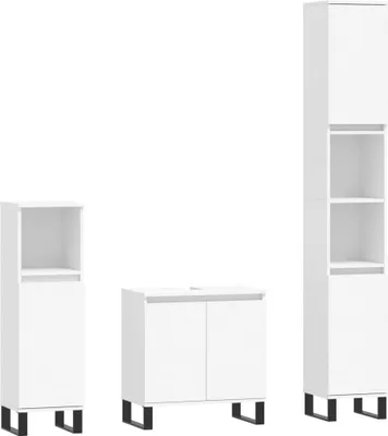 Produktbild von 3-tlg. Badmöbel-Set Weiß Holzwerkstoff