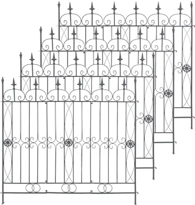 Produktbild von CLP 4er Set Gartenzäune Mangold Steckzaun Landhausstil Rankzaun Garten Terrasse | Farbe anthrazit