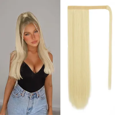 Productafbeelding van Haarverlenging paardenstaart, synthetisch, blond, 76 cm