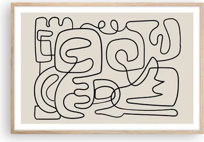 Produktbild von Gerahmtes Poster - Rahmen in heller Eiche - Linien Figuren Formen - 91,5x61 cm - Wand Bild - Wanddeko - Wandbilder - Kunstposter - Wandposter - Bilderrahmen - Bilder - Kunstdruck - P2NAA91x61-5121