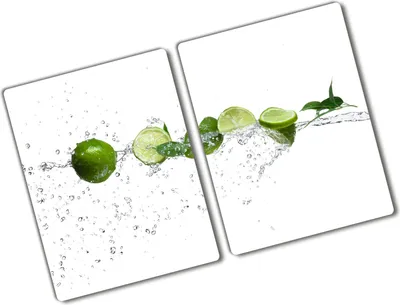 Produktbild von Tulup Glas Herdabdeckplatte - 2x40x52 cm - Glaskeramikkochfeld-Abdeckung Spritzschutz Glasabdeckplatte Kochplattenabdeckung und Schneidebrett - Zweiteilig - Essen & Getränke - Limette und Wasser - Grün