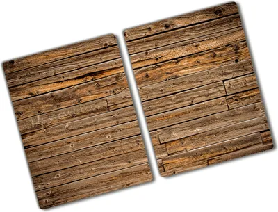 Produktbild von Tulup Glas Herdabdeckplatte - 2x40x52 cm - Glaskeramikkochfeld-Abdeckung Spritzschutz Glasabdeckplatte Kochplattenabdeckung und Schneidebrett - Zweiteilig - Sonstige - Holzwand - Braun
