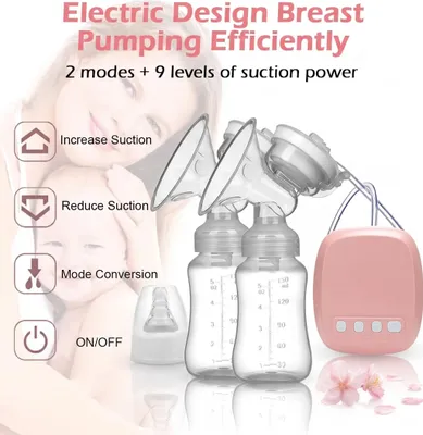 Produktbild von Elektrische Milchpumpe,Doppelmilchpumpe,2 Modi & 9 Saugstufen,wiederaufladbare, Rosa