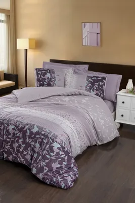 Image de L'Essentiel Linge de Maison, Ivy - Lilas, ensemble housse de couette en satin King (FR), 100 % satin de coton, Lilas, 240 x 220 cm