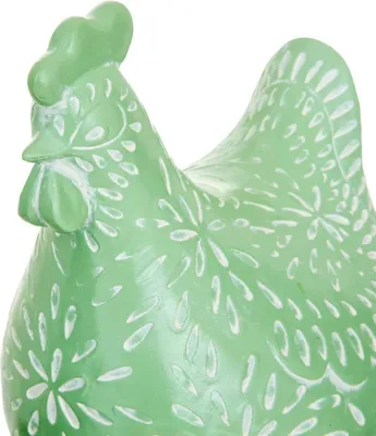 Produktbild von Dekofigur Huhn Linda, Pastellfarben, mit eingravierten Mustern, 18 x 14,5 x 20 cm