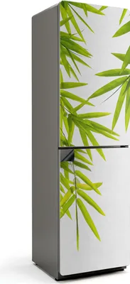 Produktbild von Bambusblätter auf weißem Hintergrund – Magnetische Kühlschrank Abdeckung – Dekorfolie magnetisch Küche – Kühlschrank Magnet Deko – selbstklebende Magnettafel – Magnetfolie für Kühlschranktür – 60x205 cm