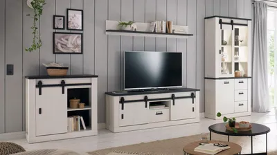 Produktbild von Wohnwand Sherwood W3 Pinie weiß anthrazit mit soft-close