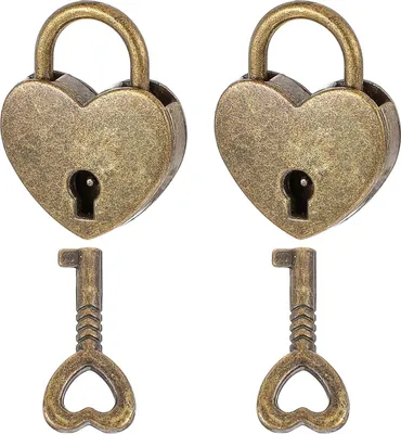 Produktbild von Schloss mit Schlüssel Herz Vorhängeschloss Liebesschloss Mini Schloss für Tagebuch Schmuck Aufbewahrungsbox - 2 Stück