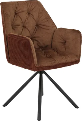 Produktbild von Hela Tische, Armlehnstuhl Drehstuhl Sessel Inge - Bezug Samt + Cord Kupferfarben - drehbar 180° Auto Return - Rundrohr Metallgestell - 120kg belastbar