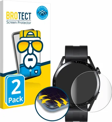 Produktbild von 2x BROTECT Fullscreen Schutzfolie für Huawei Watch GT 3 (46 mm) Displayschutz Folie Fullcover Klar Transparent