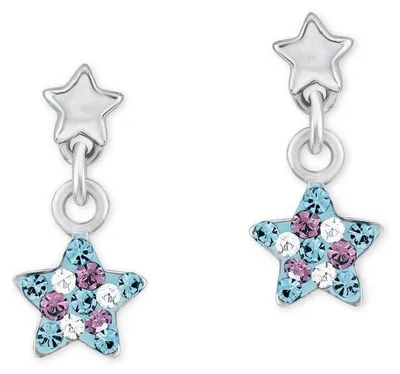 Produktbild von Lillifee Mädchen Ohrhänger 2013176 Stern Silber 925 Preciosa türkis lila weiß