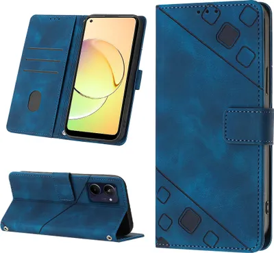 Produktbild von Hülle für Realme 10 5G Prägung Flip Leder Brieftasche Schutzhülle mit Ständer Blau