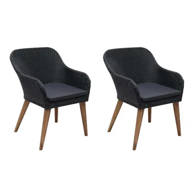 Produktbild von Möbel Gartenstühle mit Polstern 2 Stk. Poly Rattan Schwarz  - Gartenstühle 44153