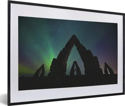 Produktbild von MuchoWow® MuchoWow® Gerahmtes Poster Nordlichter - Island - Natur 60x40 cm - Poster mit zchwarzem Bilderrahmen - Schlafzimmer - Plakat in Rahmen - Drucken