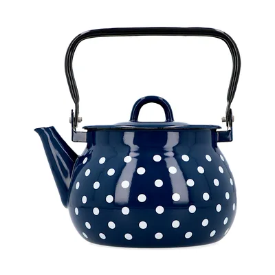 Produktbild von AGD Olkusz | Wasserkessel - 2,5 l - Dunkelblau mit Punkten - Retro-Design - Hygienisch und allergikerfreundlich