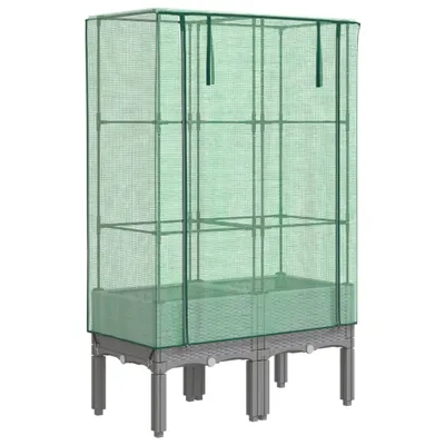 Produktbild von vidaXL Hochbeet mit Gewächshaus-Aufsatz Rattan-Optik 80x40x140 cm