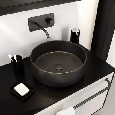 Zdjęcie produktu dla Okrągłe umywalki ceramiczne, 36 cm, czarne