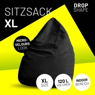 Produktbild von Lumaland Luxury XL Sitzsack stylischer Beanbag - 120L Füllung - Schwarz