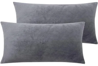 Produktbild von 2er Set Kissenbezüge 40 x 80 cm Grau Samt Superweich Flauschig