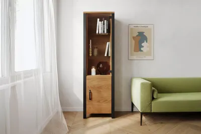 Zdjęcie produktu dla Regał zamykany WITRYNA do salonu słupek LOFT 60 cm