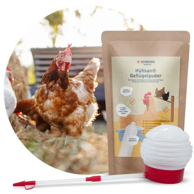 Produktbild von Schicker Mineral-Hüfisan Hygiene-Kombi Plus 2,5 kg Geflügelpuder + Pulverzerstäuber-
