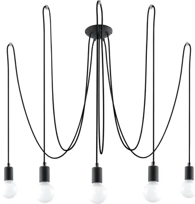 Produktbild von Kronleuchter EDISON 5 schwarz 5xE27 15W Stoff/Stahl 150x300x300cm Sollux Lighting