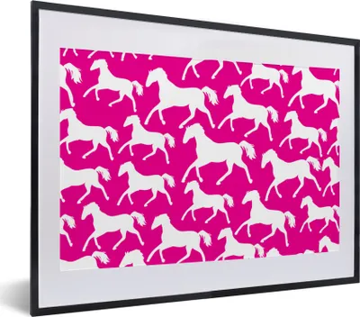 Produktbild von MuchoWow® MuchoWow® Gerahmtes Poster Pferde - Weiß - Tiere - Mädchen - Kinder - Mädchen 40x30 cm - Poster mit zchwarzem Bilderrahmen - Bilderrahmen - Poster im Rahmen