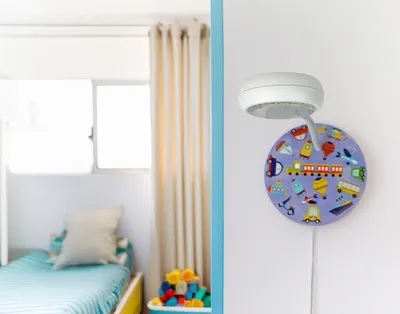 Produktbild von Wandleuchte Kinderzimmer Fahrzeuge Leseleuchte Weiß Blau bruchsicheres Polycarbonat Flexrohr 35 cm