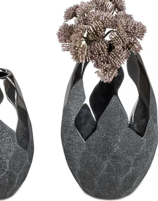 Produktbild von Deko Vase ANTHRAZIT konisch rund H. 21cm silber grau Keramik Formano