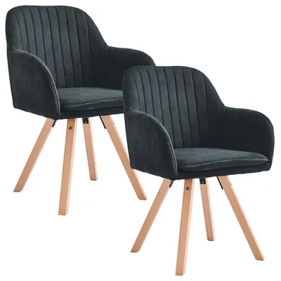 Produktbild von 2er Set Esszimmerstühle mit Kissen – Grüner Cordstoff, Holzbeine, skandinavischer Stil – Modell William
