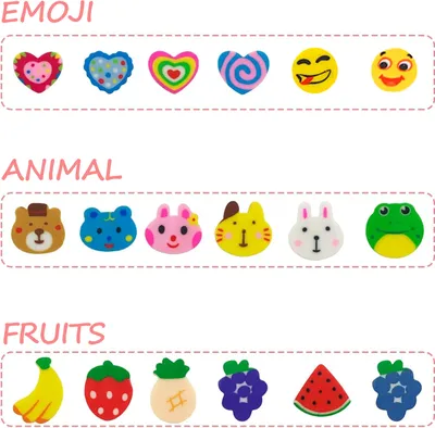 Produktbild von Mini-Radiergummis, 120 Stück PVC-Mini-Radiergummis in Tier- und Fruchtform, kleiner Radiergummi, Schüler-Briefpapier-Radiergummi für Kinder, Geschenke, Schülerpreise