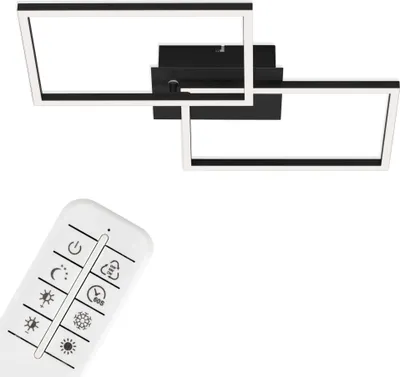 Produktbild von BRILONER FRAME LED Deckenleuchte, Fernbedienung, Dimmbar, CCT Farbtemperatursteuerung, Schwenkbar, schwarz, 50 x 38,8 x 7,8 cm