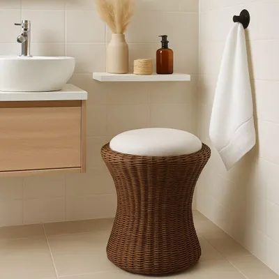 Produktbild von Rattan-Sitzhocker Handgeflochten