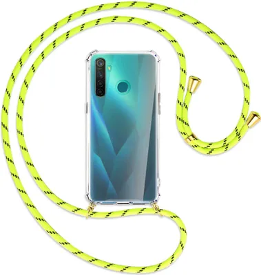 Produktbild von Handykette Backcover-Schutzhülle mit Band (Metall goldfarben) für Realme 5 Pro - neongelb