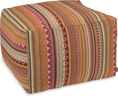 Produktbild von H.O.C.K. Berto Outdoor Bean Cube Pouf 55x55x35cm col. 1 terra multi sun boho