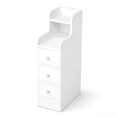 Produktbild von Nachttisch 20x35x70 cm weiß – schmaler Nachtkonsole, einzeln, für Schlafzimmer & kleine Räume