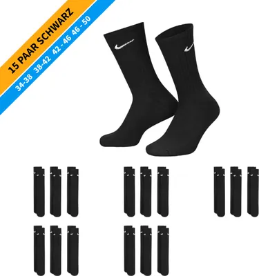 Produktbild von NIKE Socken - Farbe: 15 Paar Schwarz Tennis Socken - Größe: 34-38